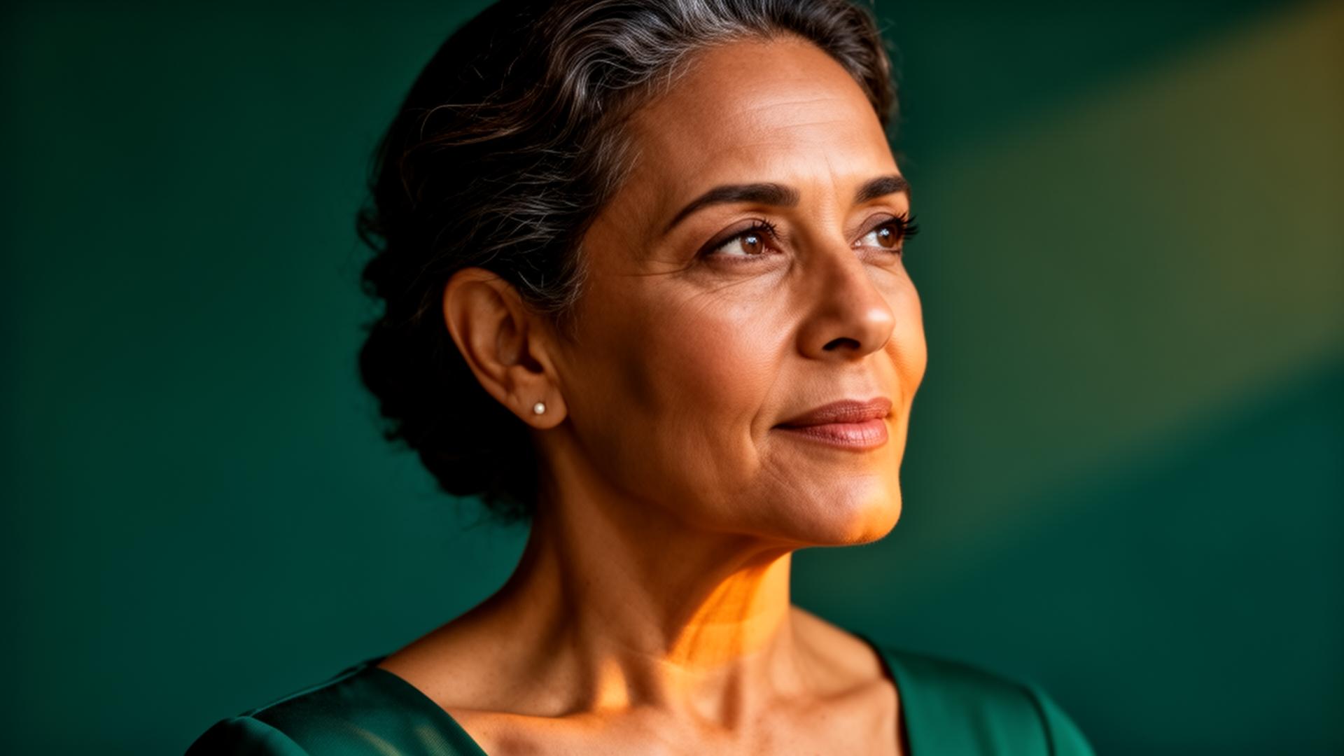 Mulher brasileira 45+ em retrato editorial — A Reinvenção do Feminino